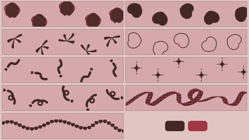 【Procreate版 カスタマイズ素材セット】バレンタイン ブラシ素材/透過png素材