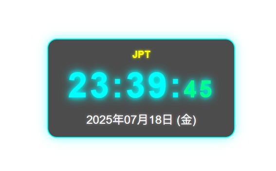 配信者向け OBS用デジタル時計(8ヶ国対応)Digital clock for streamers using OBS (supports 8 countries)