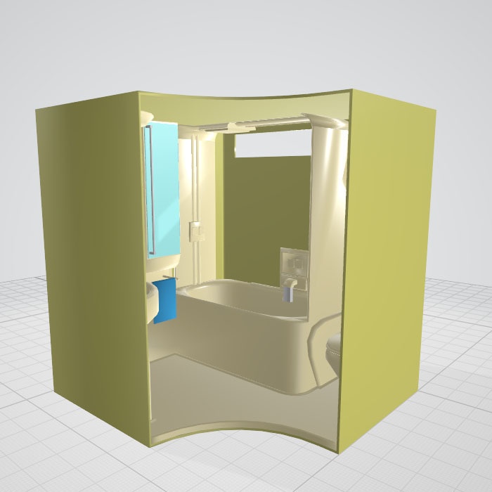 「3dモデル」  バスタブ　トイレ　お風呂　鏡　洗面所