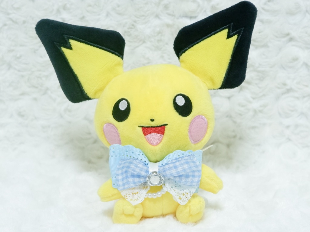 【ぬいぐるみ用】ブルーギンガムチェックリボン