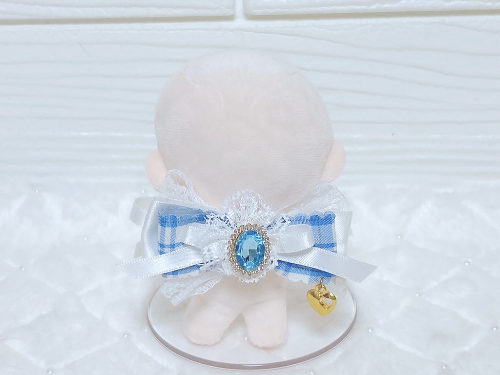 【ぬいぐるみ用】ブルーチェック&ハート