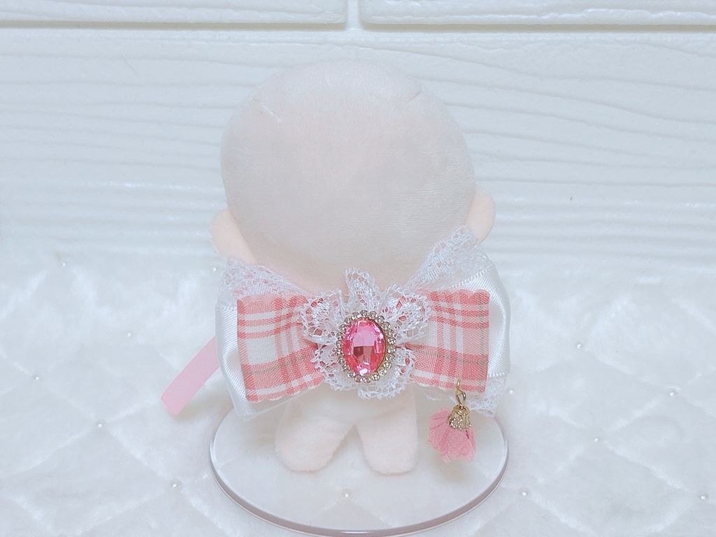 【ぬいぐるみ用】ピンクチェック&フラワー