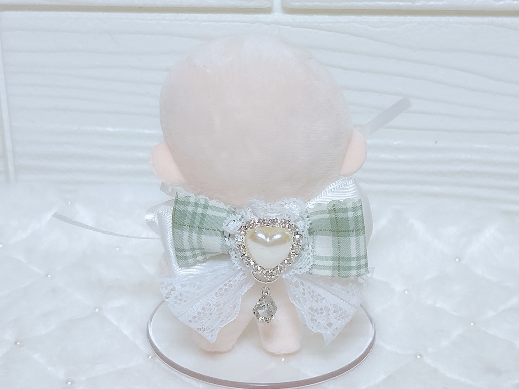 【ぬいぐるみ用】ハートパール・グリーンチェック