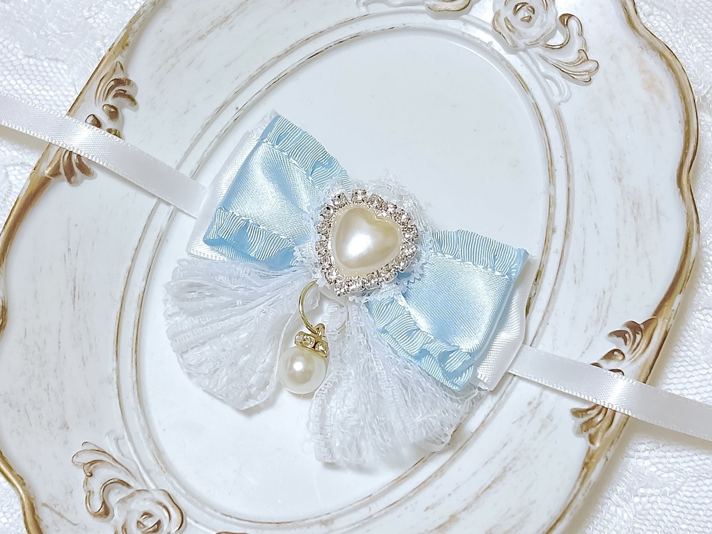 【ぬいぐるみ用】ブルー×ハートパール