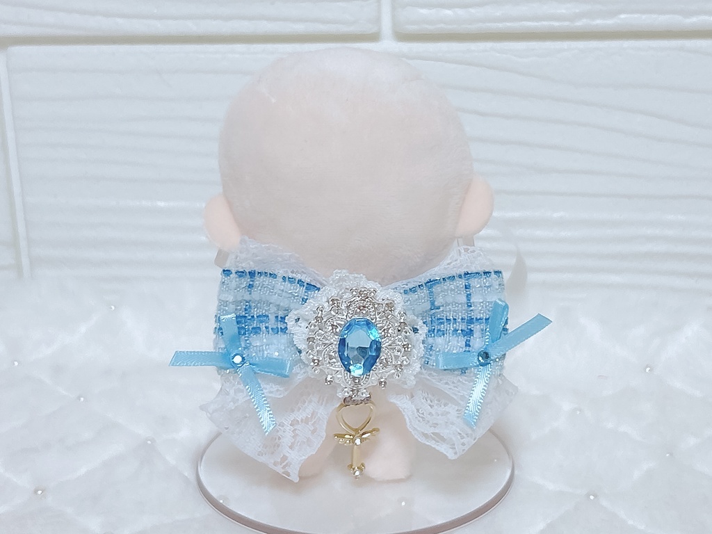 【ぬいぐるみ用】ブルーチェック×ステッキ