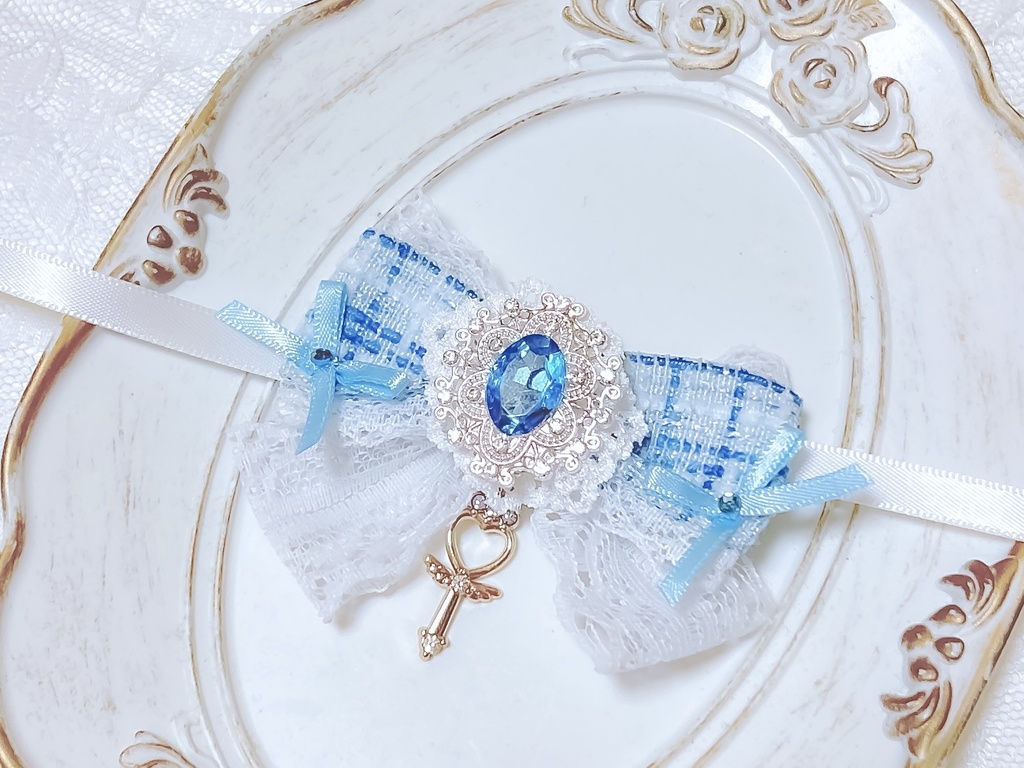 【ぬいぐるみ用】ブルーチェック×ステッキ