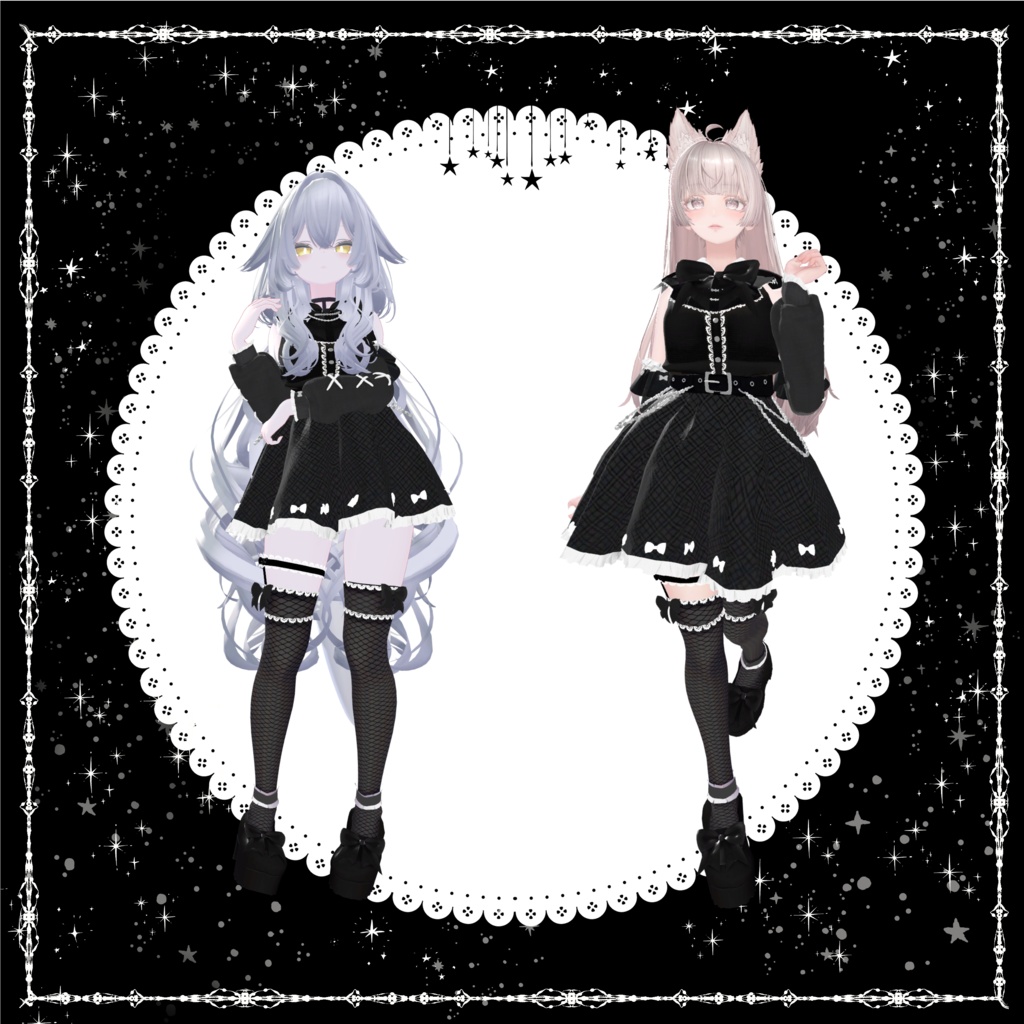 🎀販売間近🎀【11アバター対応】Midnight Ribbon Doll 【VRChat向け3Dモデル】#whimisy_cat