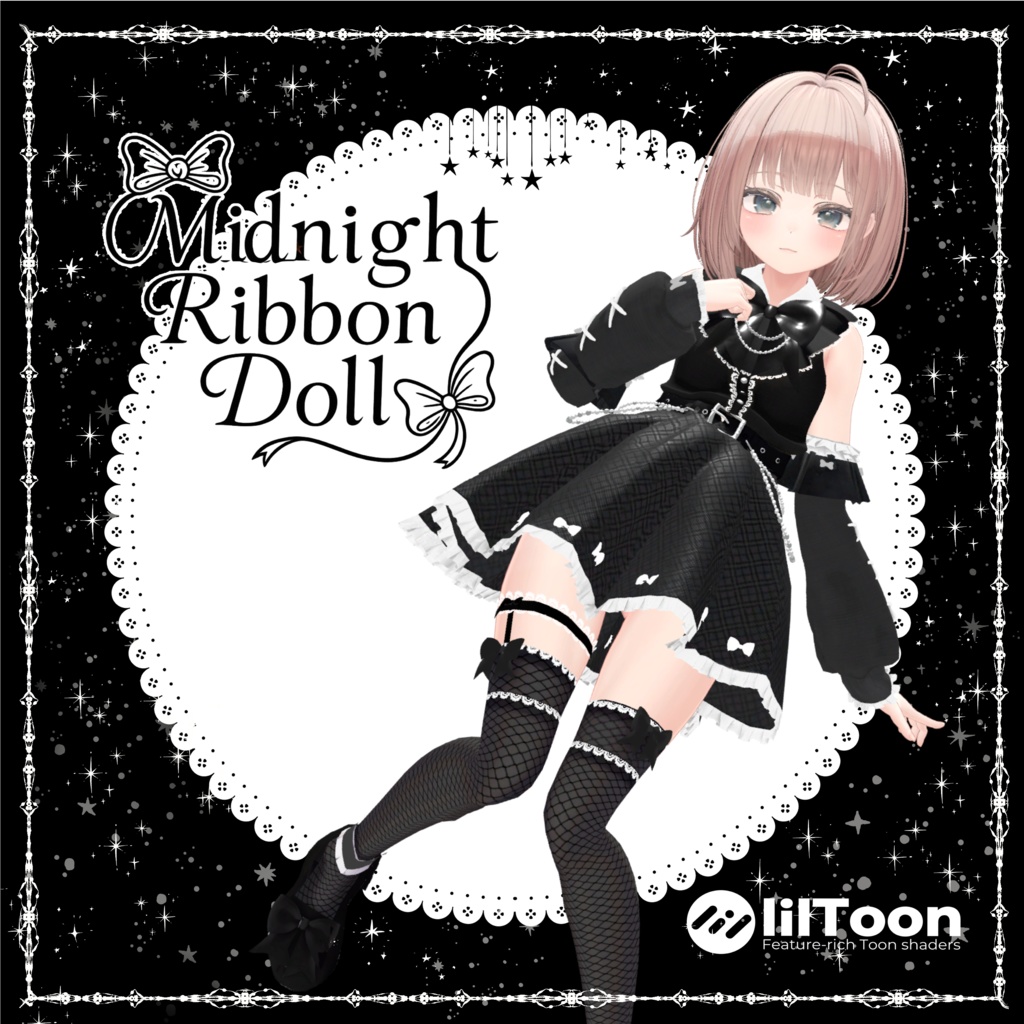 🎀販売間近🎀【11アバター対応】Midnight Ribbon Doll 【VRChat向け3Dモデル】#whimisy_cat