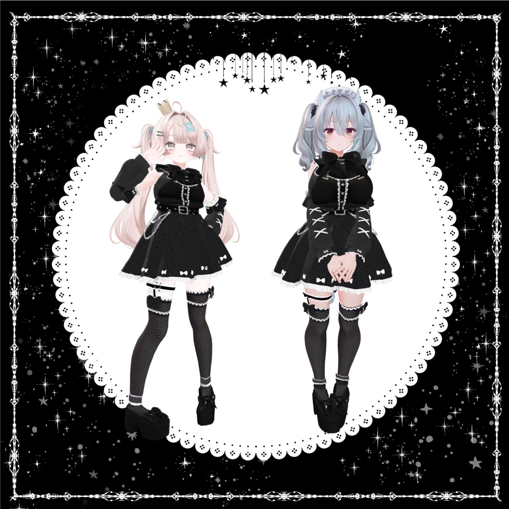 🎀販売間近🎀【11アバター対応】Midnight Ribbon Doll 【VRChat向け3Dモデル】#whimisy_cat