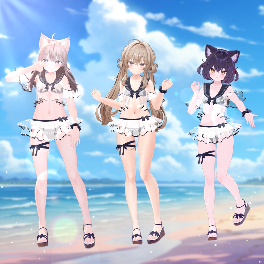 ✨6月26日 (金) 18時~販売開始✨【19アバター対応】Marine Ribbon【VRChat向け3Dモデル】#whimsy_cat