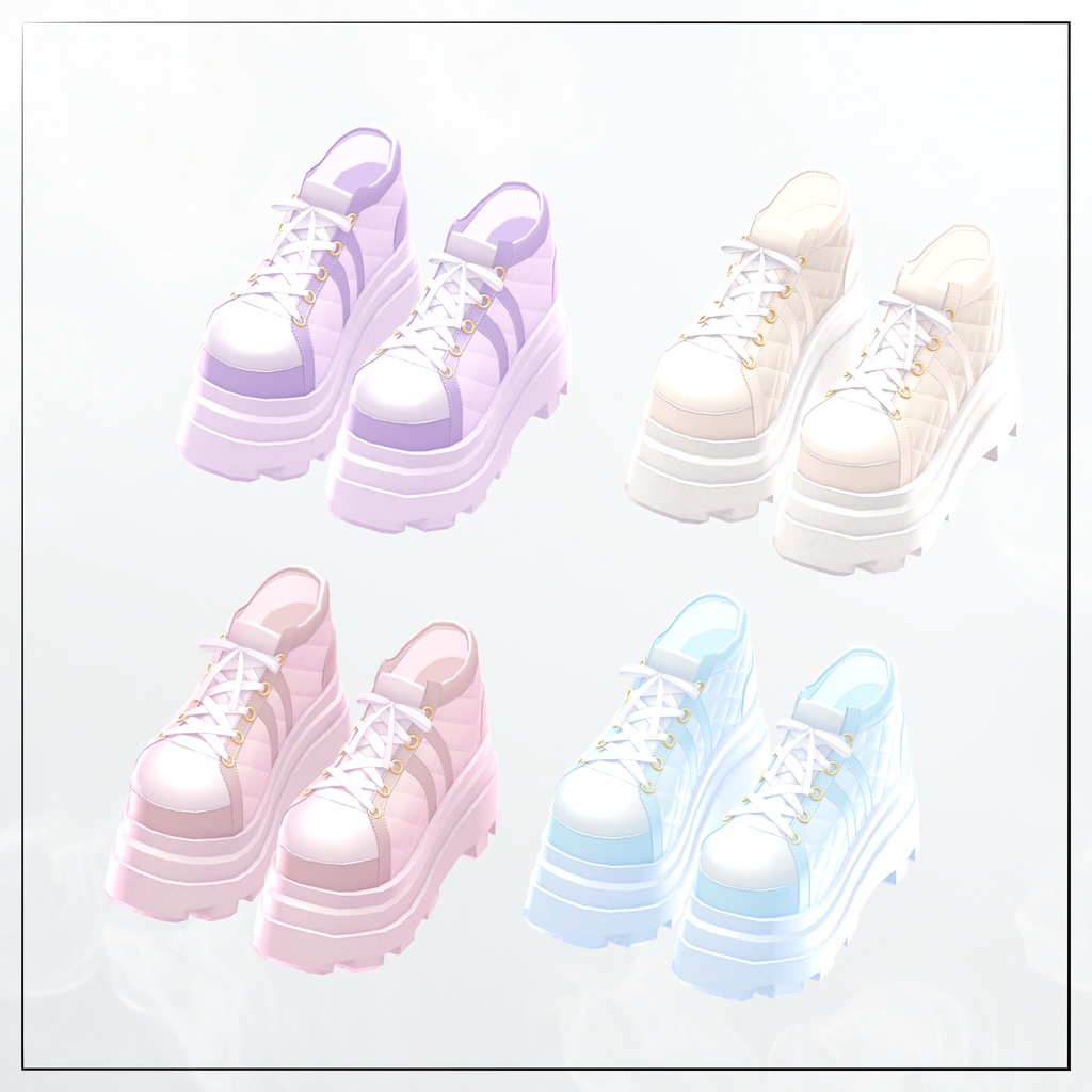 ✨販売記念SALE✨【22アバター対応】厚底スニーカー Milky Step~カラバリ12種~【VRChat向け】#whimsy_cat