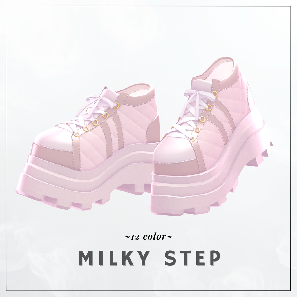 ✨販売記念SALE✨【22アバター対応】厚底スニーカー Milky Step～カラバリ12種～【VRChat向け】#whimsy_cat