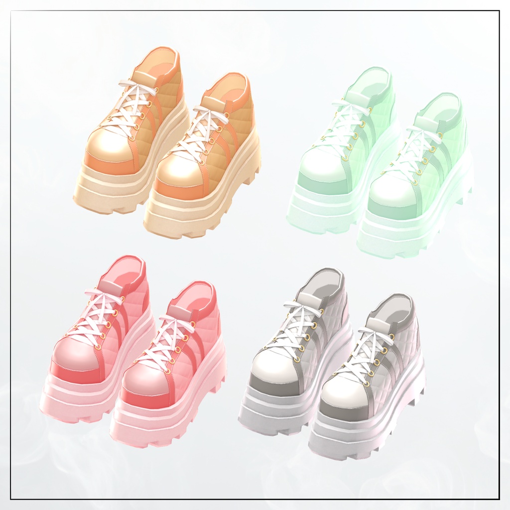 ✨販売記念SALE✨【22アバター対応】厚底スニーカー Milky Step~カラバリ12種~【VRChat向け】#whimsy_cat