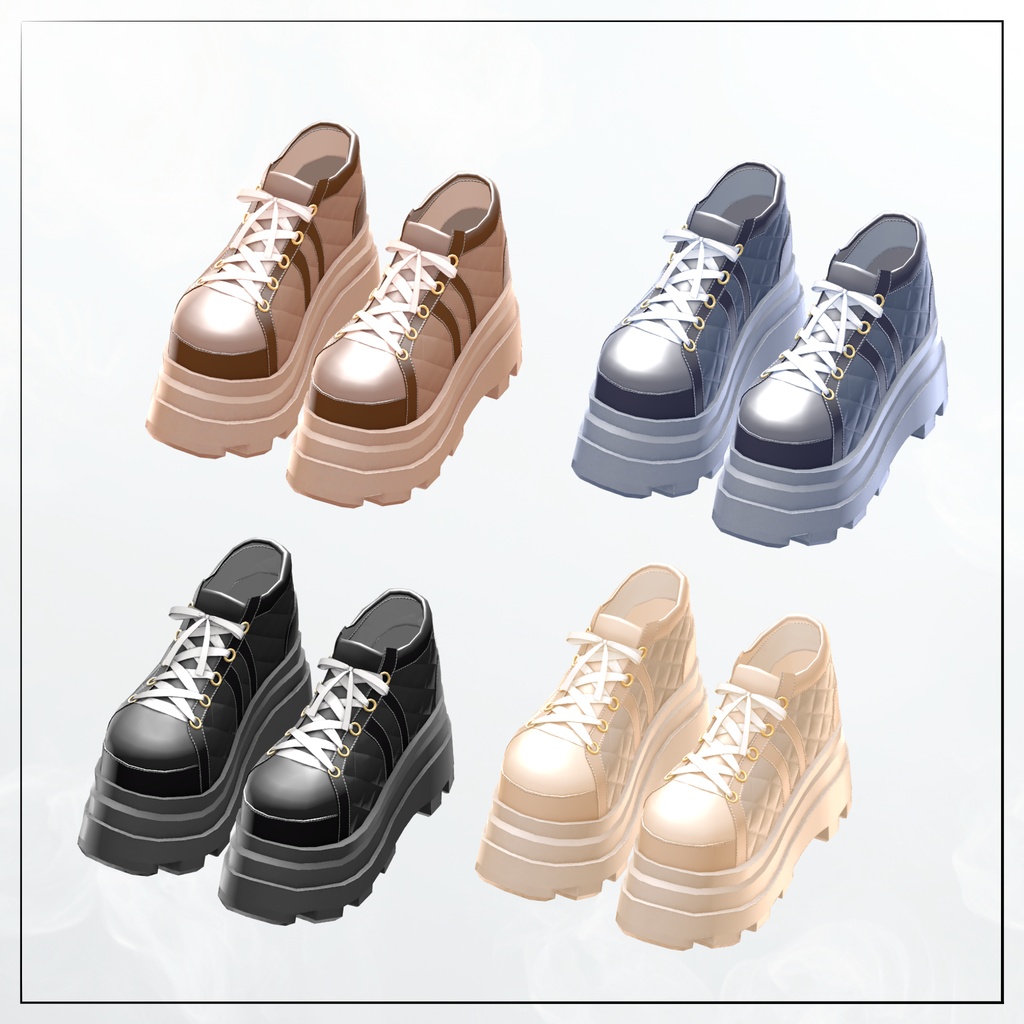 ✨販売記念SALE✨【22アバター対応】厚底スニーカー Milky Step~カラバリ12種~【VRChat向け】#whimsy_cat