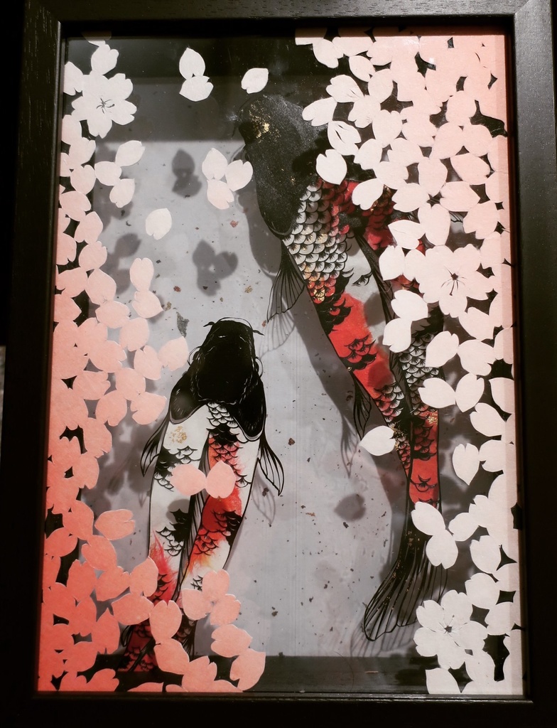 切り絵原画　「花流し」