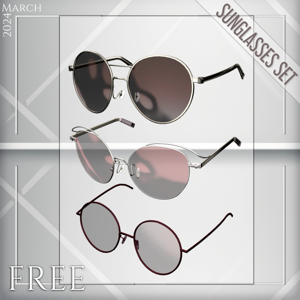 [3Dモデル]❕❗ Free ❗❕ Sunglasses Set