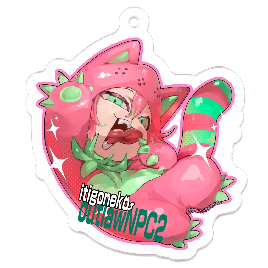 ﾘｸｴｽﾄ頂きました！アウトローNPC２いちご猫アクリルキーホルダー