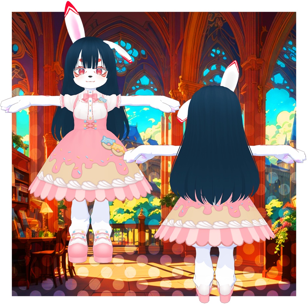 まゆらウェイトレスコーデ(VRMデータ)