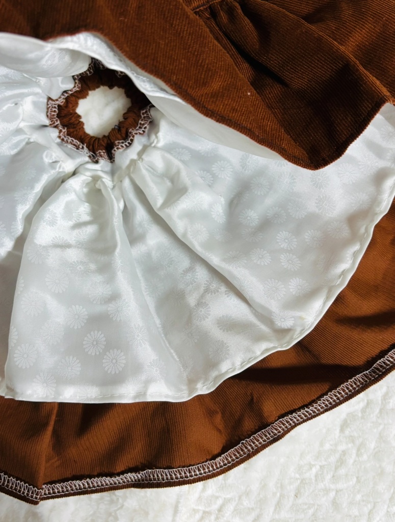 《ワケアリ品》三段ティアードスカート&ベレー帽セット(ダークブラウン)