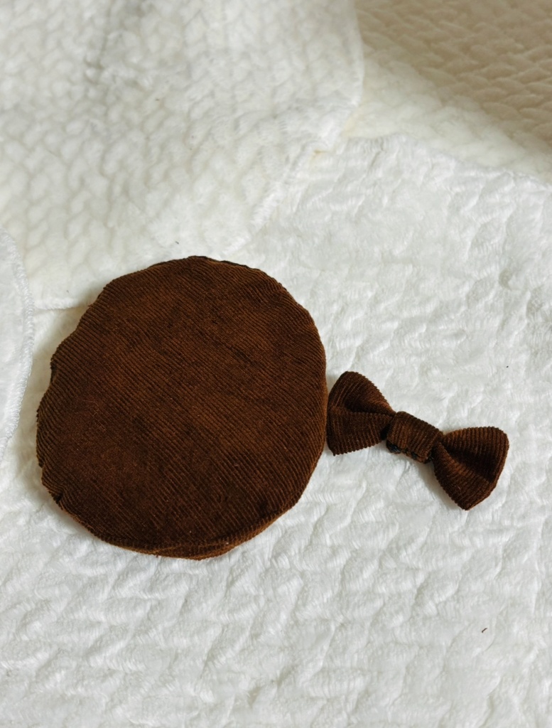 《ワケアリ品》三段ティアードスカート&ベレー帽セット(ダークブラウン)