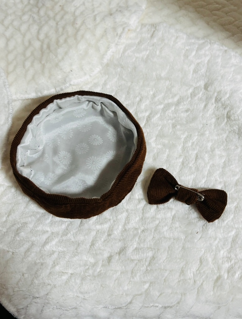 《ワケアリ品》三段ティアードスカート&ベレー帽セット(ダークブラウン)