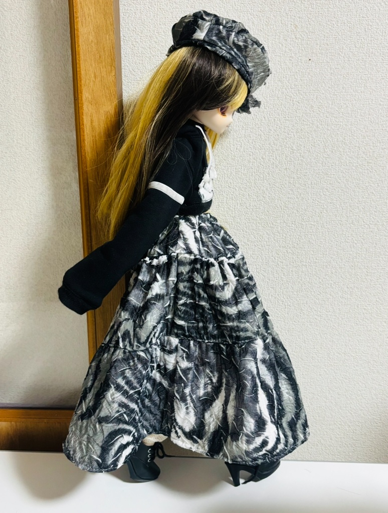 三段ティアードスカート+ベレー帽(ゼブラ)