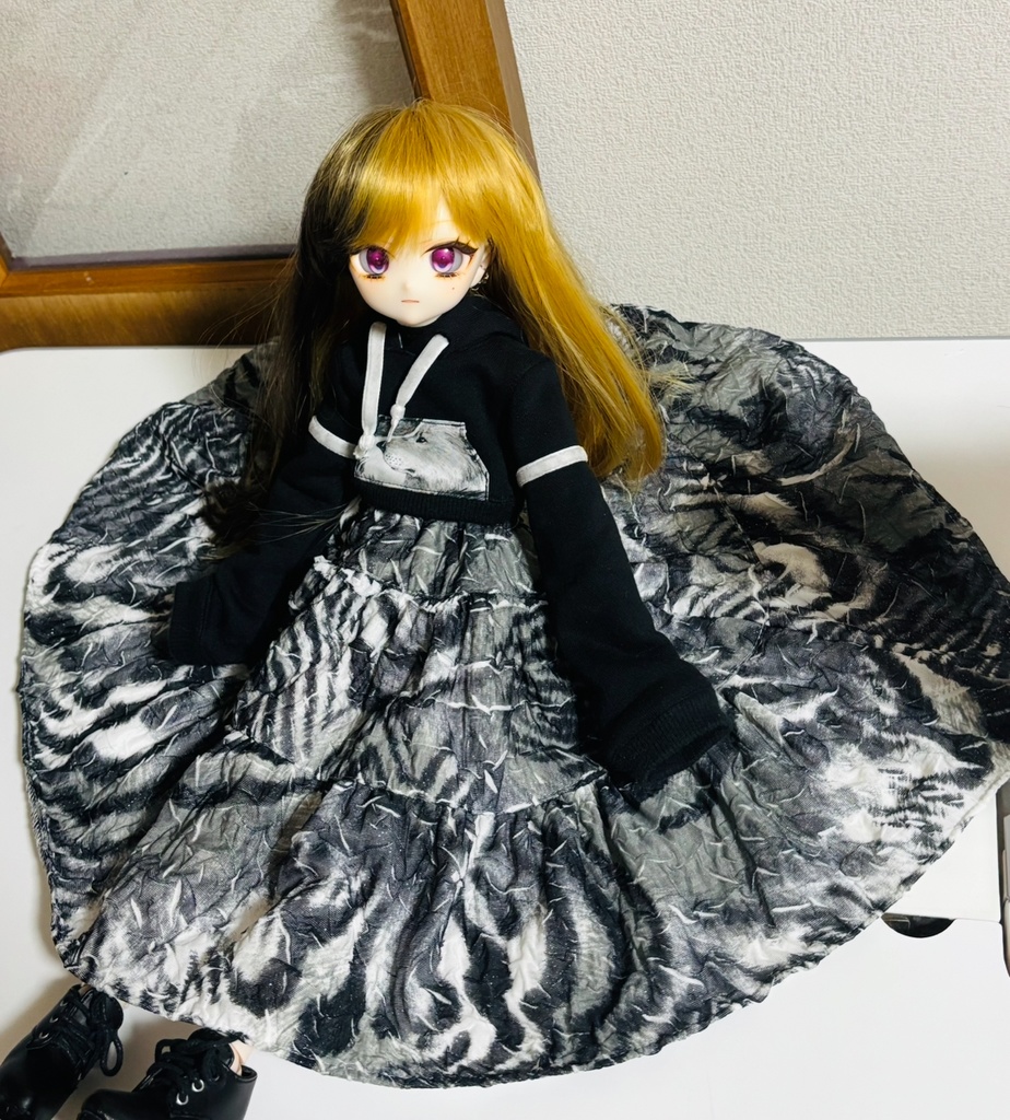 三段ティアードスカート+ベレー帽(ゼブラ)