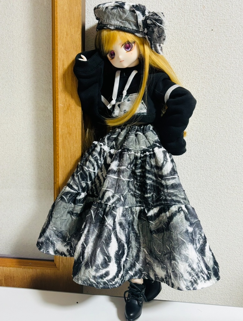 三段ティアードスカート＋ベレー帽(ゼブラ)