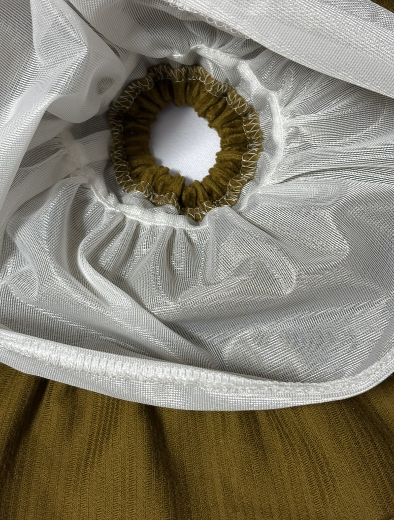 三段ティアードスカート+ベレー帽セット(カラシ)