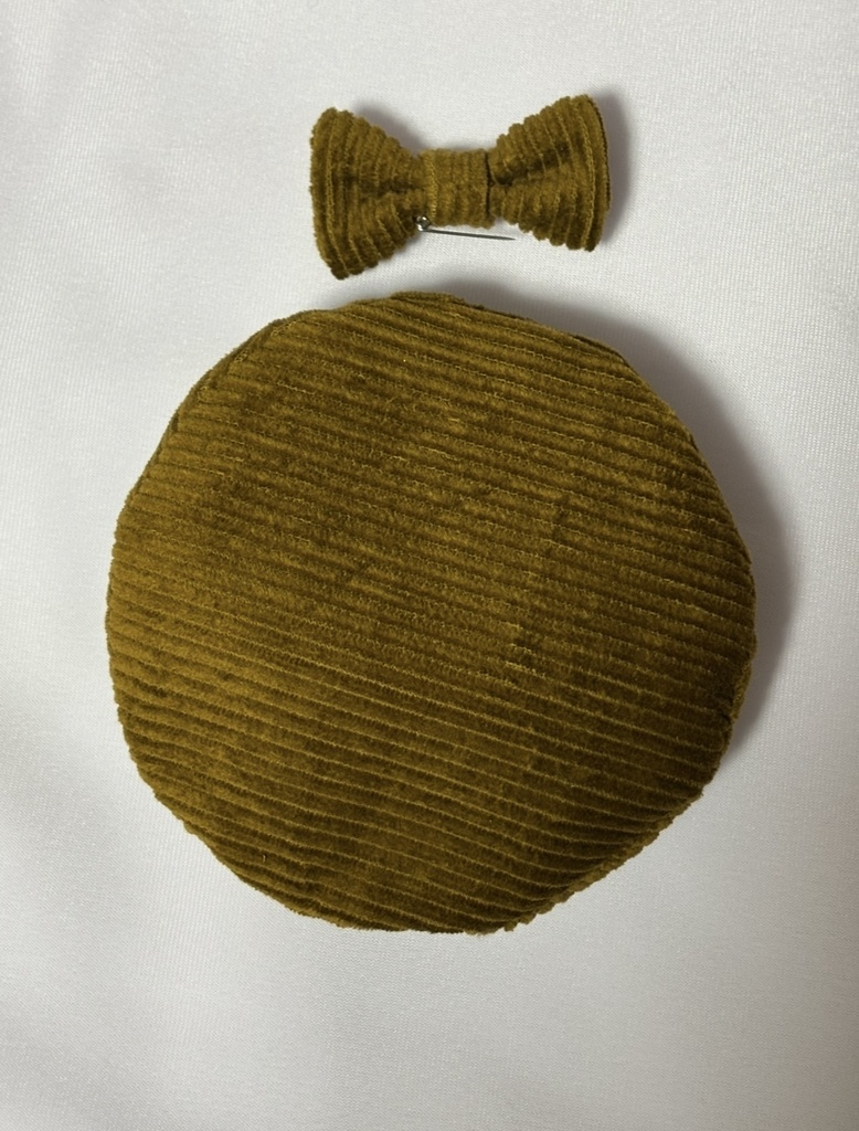 三段ティアードスカート+ベレー帽セット(カラシ)