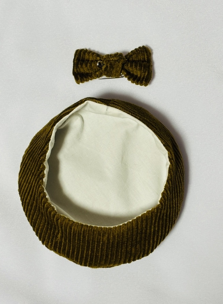 三段ティアードスカート+ベレー帽セット(カラシ)