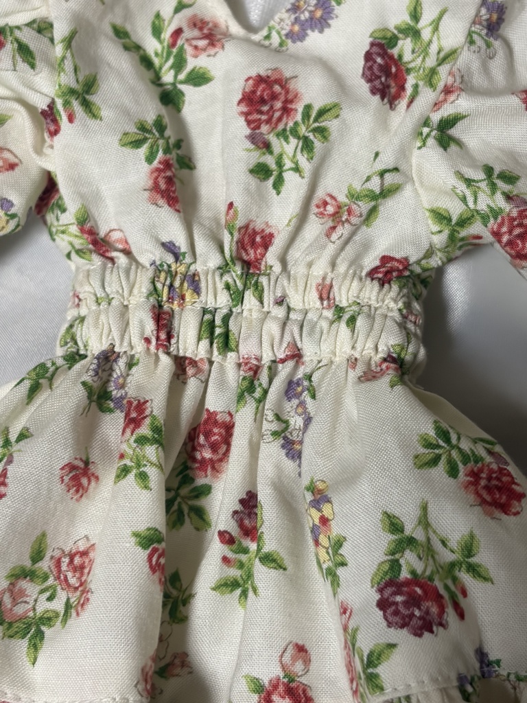 【B品】ウエストゴムワンピース+ヘアバンドセット(赤バラ)