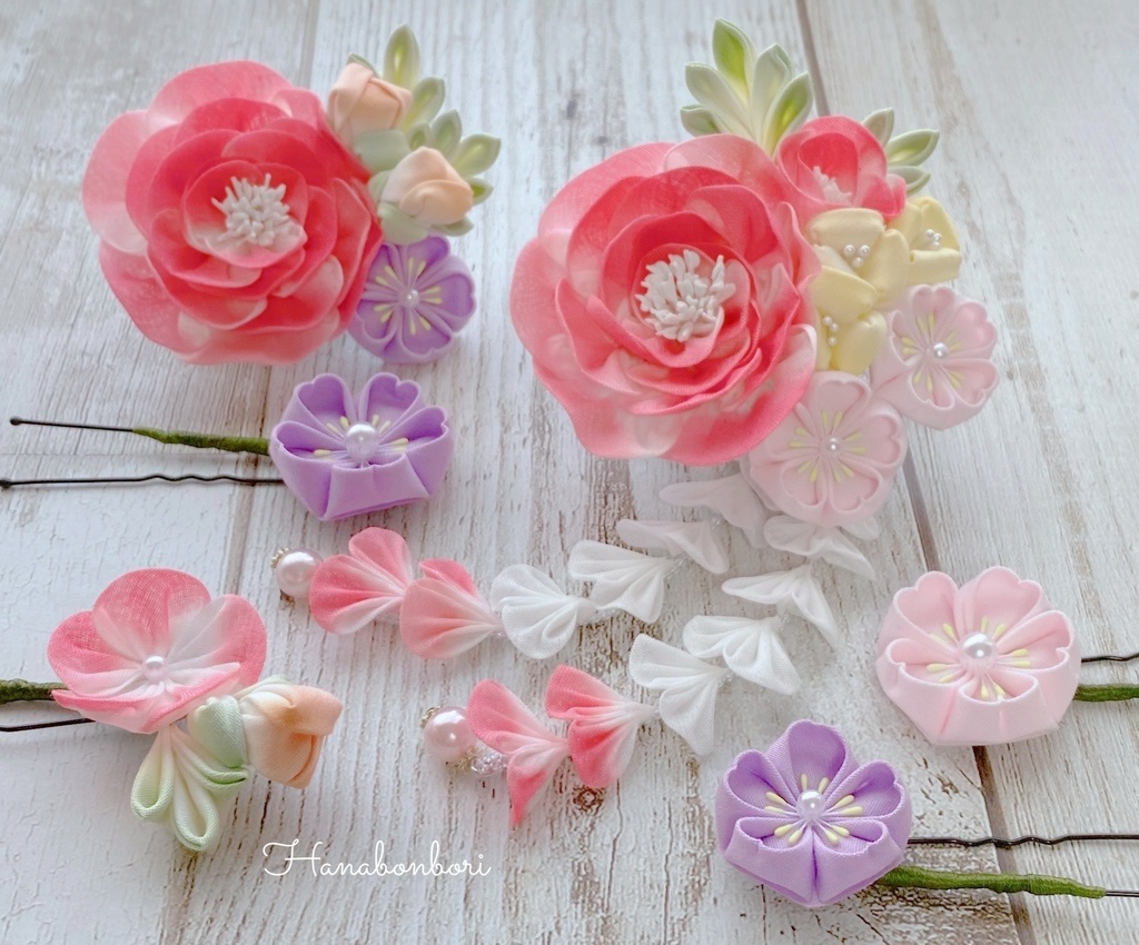 展示のみ　　　　　　　　　　　　　　　　オーダー商品 初花様 髪飾りセット