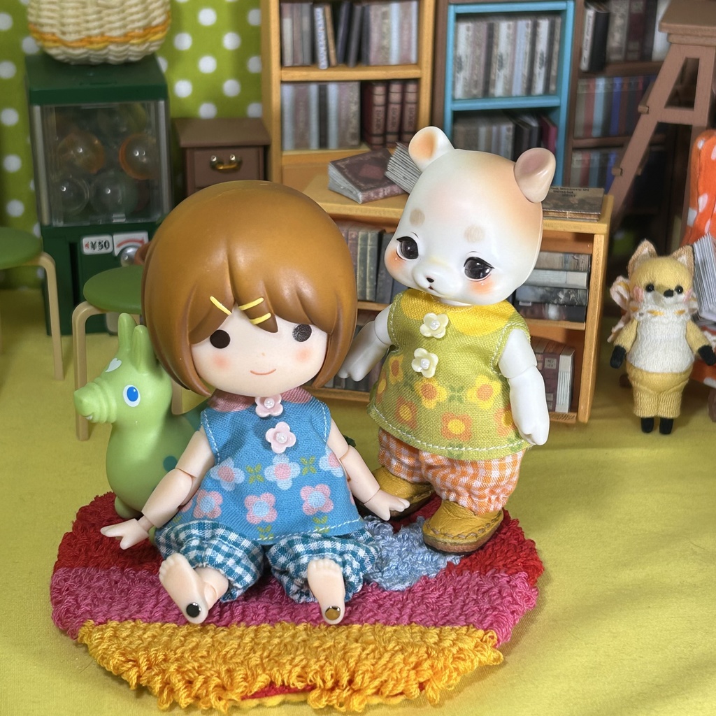 レトロ花柄シャツ&チェックかぼちゃパンツセット