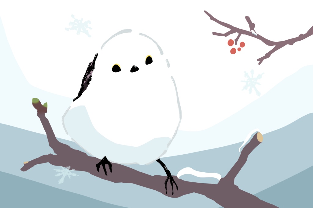 春待ちエナガ-ロングスリーブTシャツ