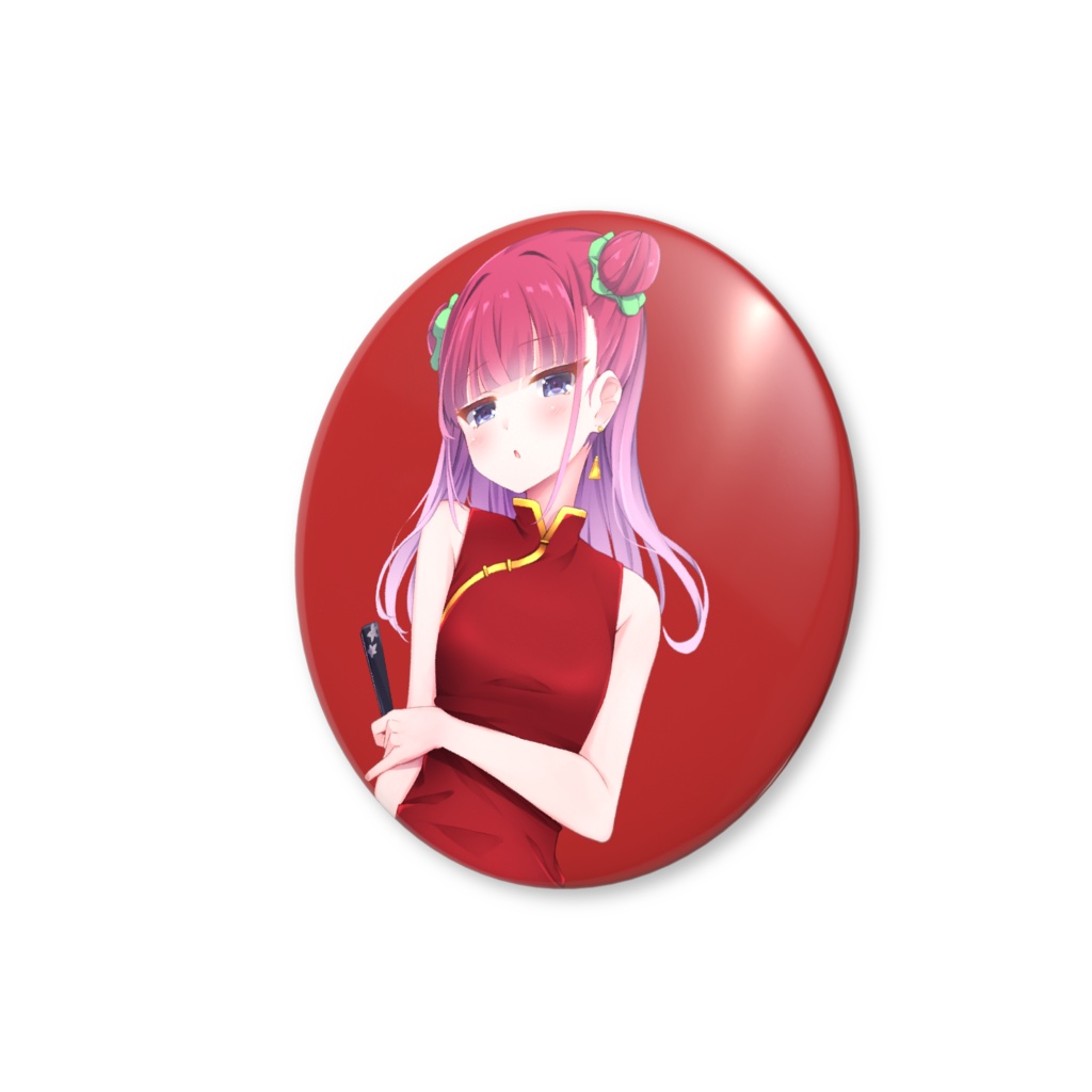 チャイナ桃缶バッジ