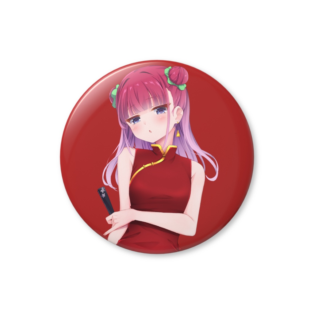 チャイナ桃缶バッジ