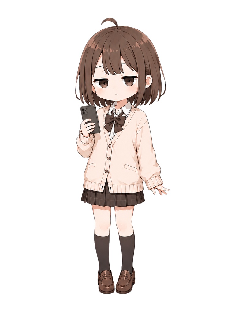 ジト目の女子高生 立ち絵素材|表情差分8種