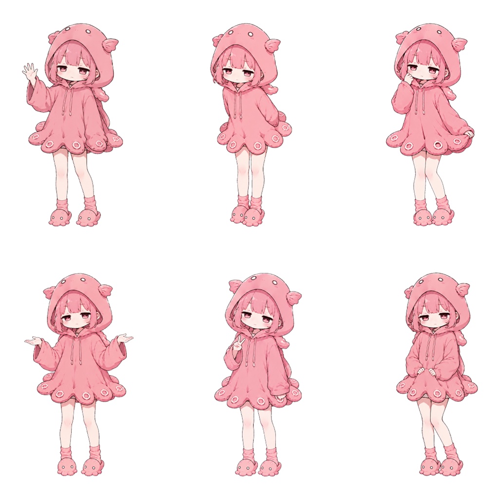 メンダコ女子 立ち絵+ミニキャラ素材セット|TRPG・配信向け