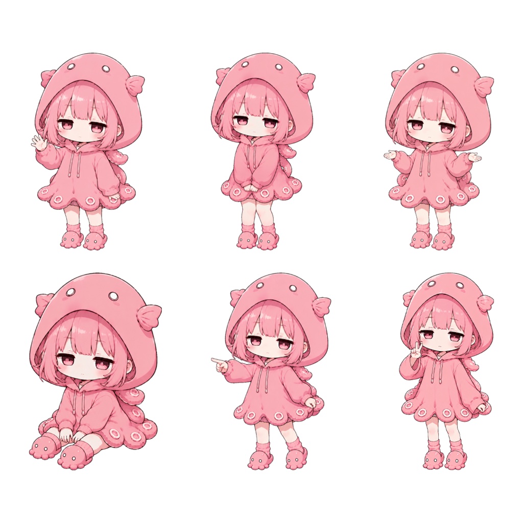 メンダコ女子 立ち絵+ミニキャラ素材セット|TRPG・配信向け