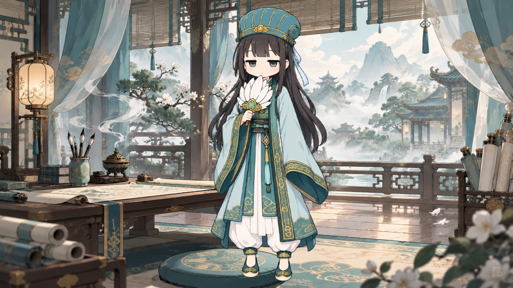 中華風軍師少女 立ち絵素材|ポーズ・表情差分8種