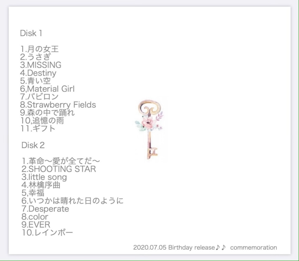 7月5日Birthday 記念First Best ALBUM 「PARALLEL THE BEST」