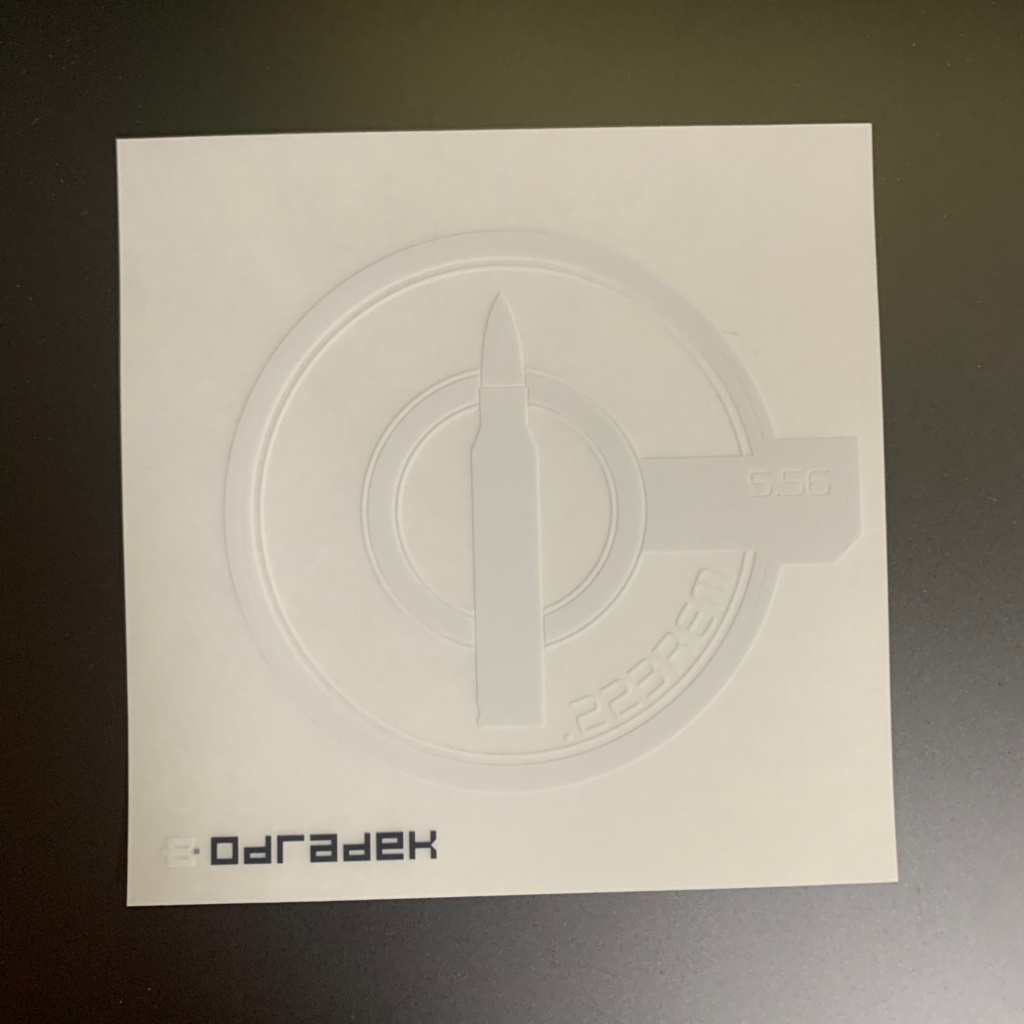 ほぼリアルサイズ .223REM/5.56 ライフル弾ステッカー(White)