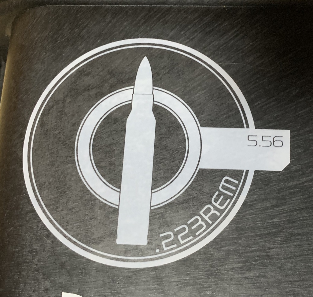 ほぼリアルサイズ .223REM/5.56 ライフル弾ステッカー(White)