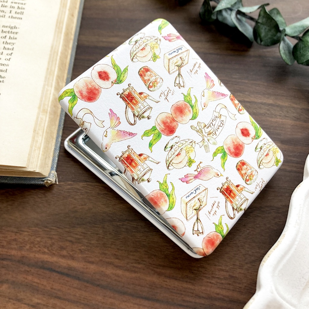 PeachMelba mirror【コンパクトミラー ピンク 桃 鳥 かわいい手鏡】