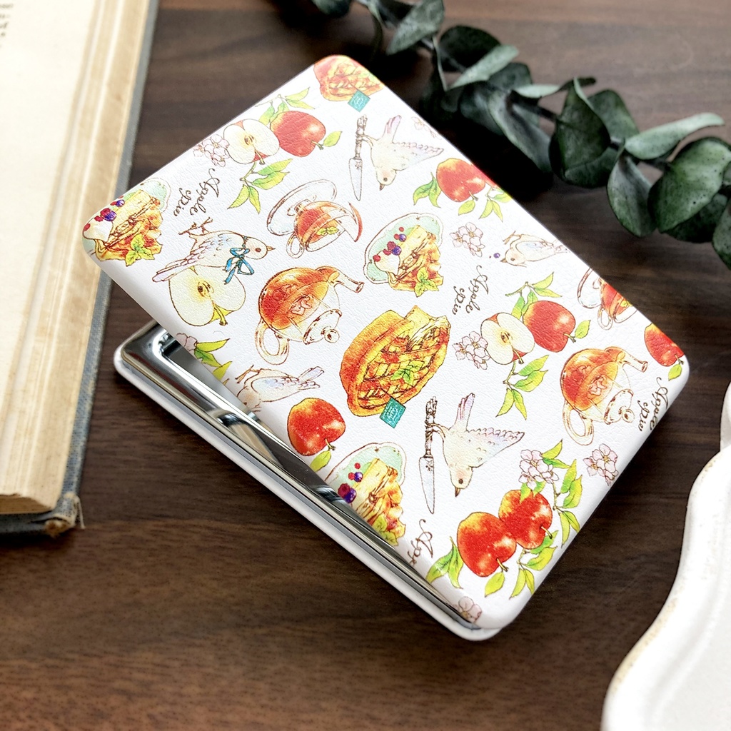 Applepie mirror【コンパクトミラー りんご アップルパイ 鳥 紅茶 かわいい手鏡】