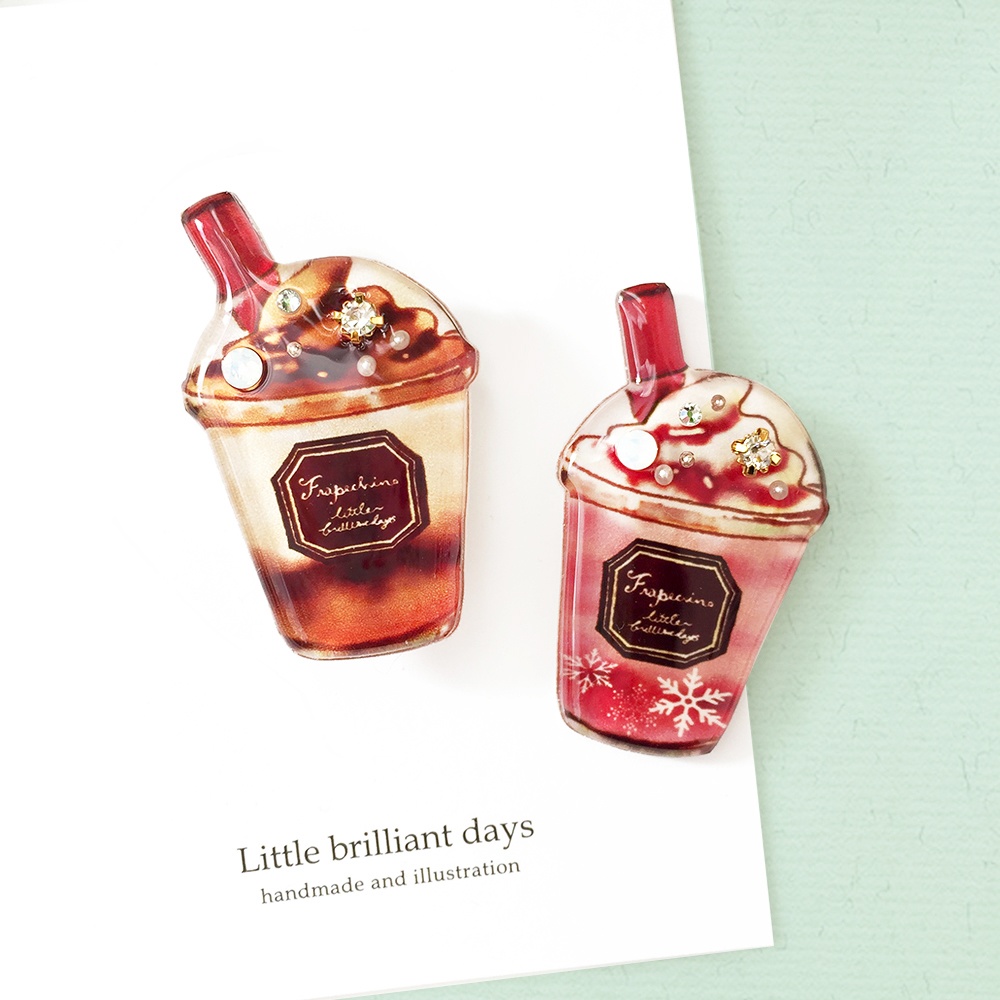 Frappuccino Brooch フラペチーノブローチ 食べ物 冬 チョコ いちご スイーツ バレンタイン Little Brilliant Days Booth