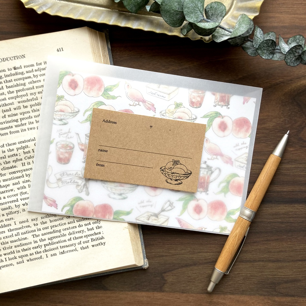 Letterset ”PeachMelba” 桃と紅茶のレターセット ピンク フルーツ