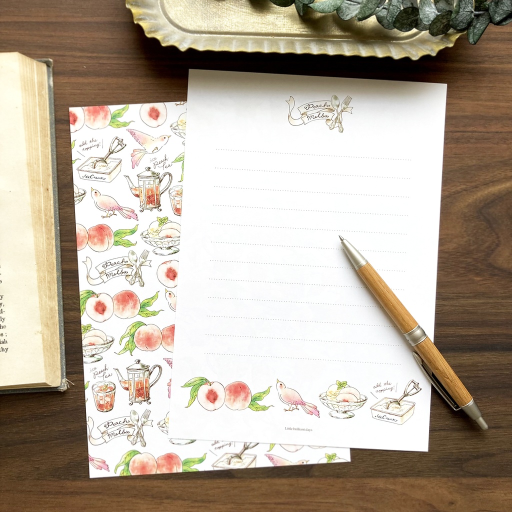 Letterset ”PeachMelba” 桃と紅茶のレターセット ピンク フルーツ