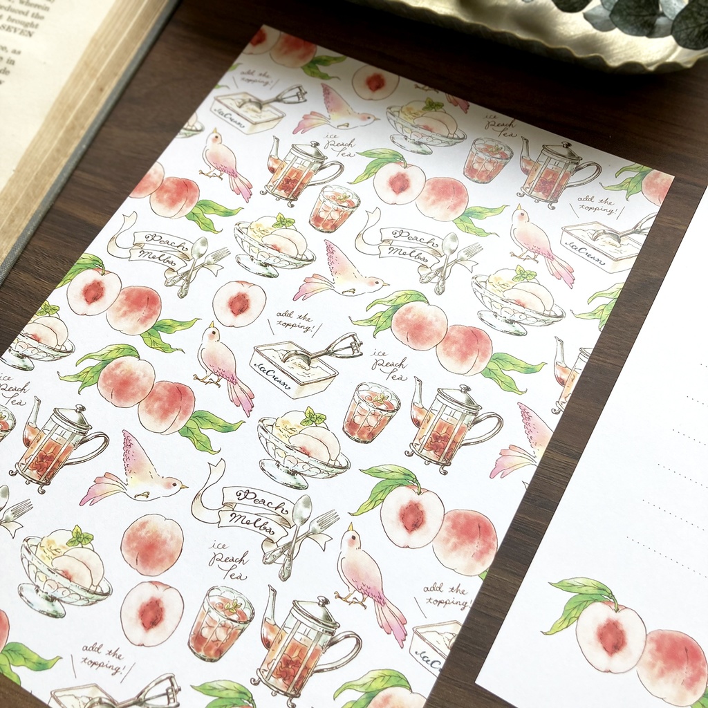 Letterset ”PeachMelba” 桃と紅茶のレターセット ピンク フルーツ